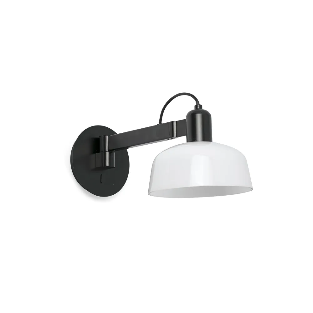 Applique murale FARO Barcelona Tatawin en acier noir satiné E27 / G45 Opal