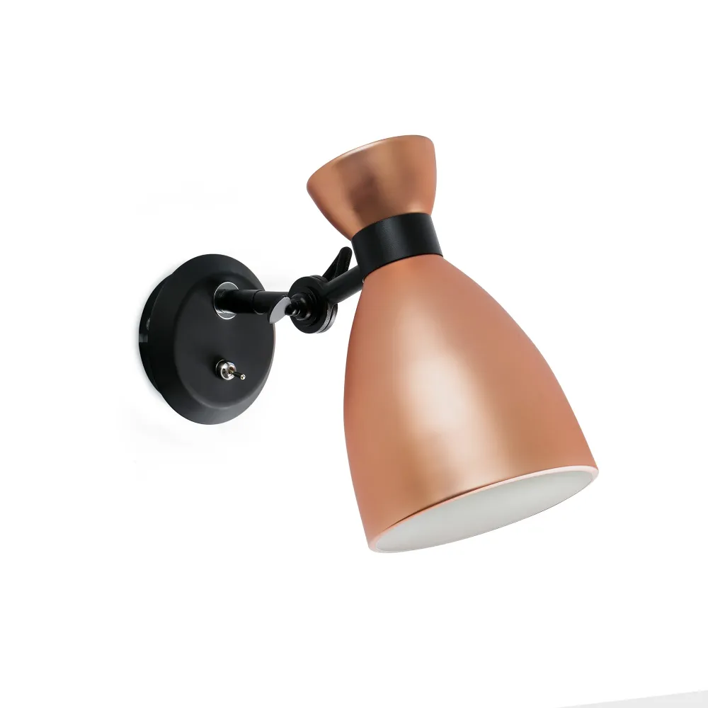 Applique murale rétro FARO Barcelona, acier cuivre mat, douille E14, hauteur 19 cm Matt