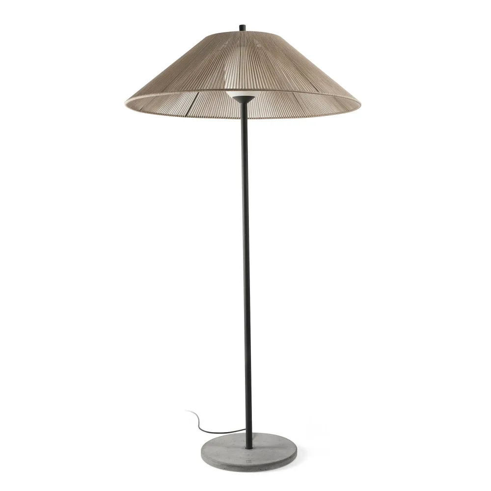 Lampadaire FARO Barcelona Saigon Out en aluminium gris foncé, douille E27, hauteur 195 cm