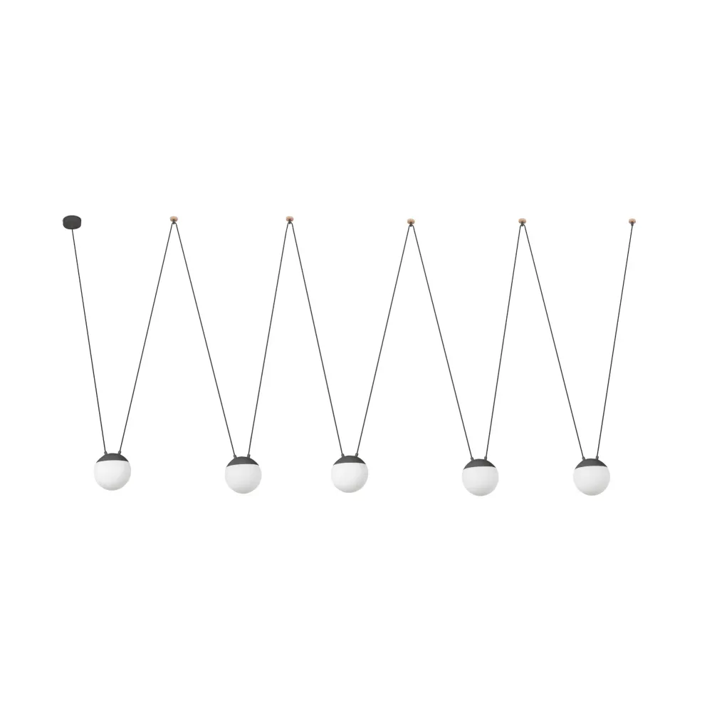 Suspension FARO Barcelona Mine Pc, aluminium gris foncé, douille E27, hauteur 500 cm