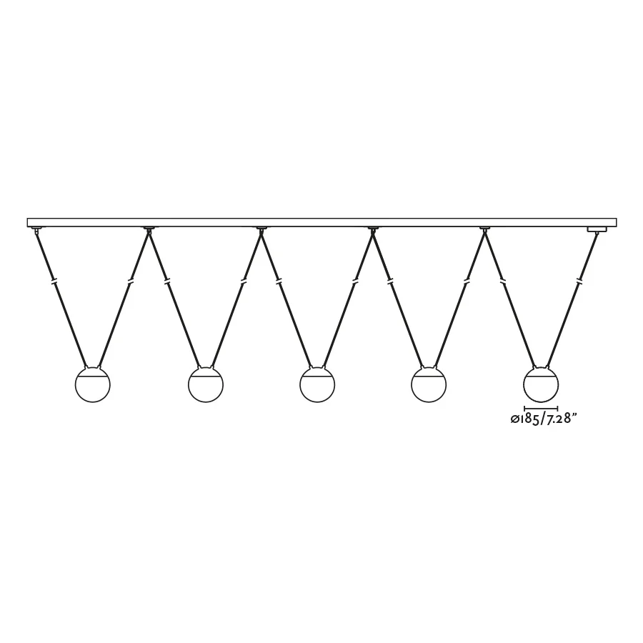 Suspension FARO Barcelona Mine Pc, aluminium gris foncé, douille E27, hauteur 500 cm
