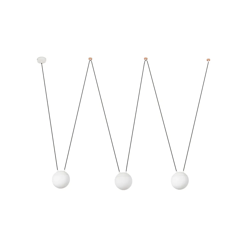 Suspension FARO Barcelona Mine Glass Space, aluminium blanc mat, douille E27, hauteur 300 cm Matt