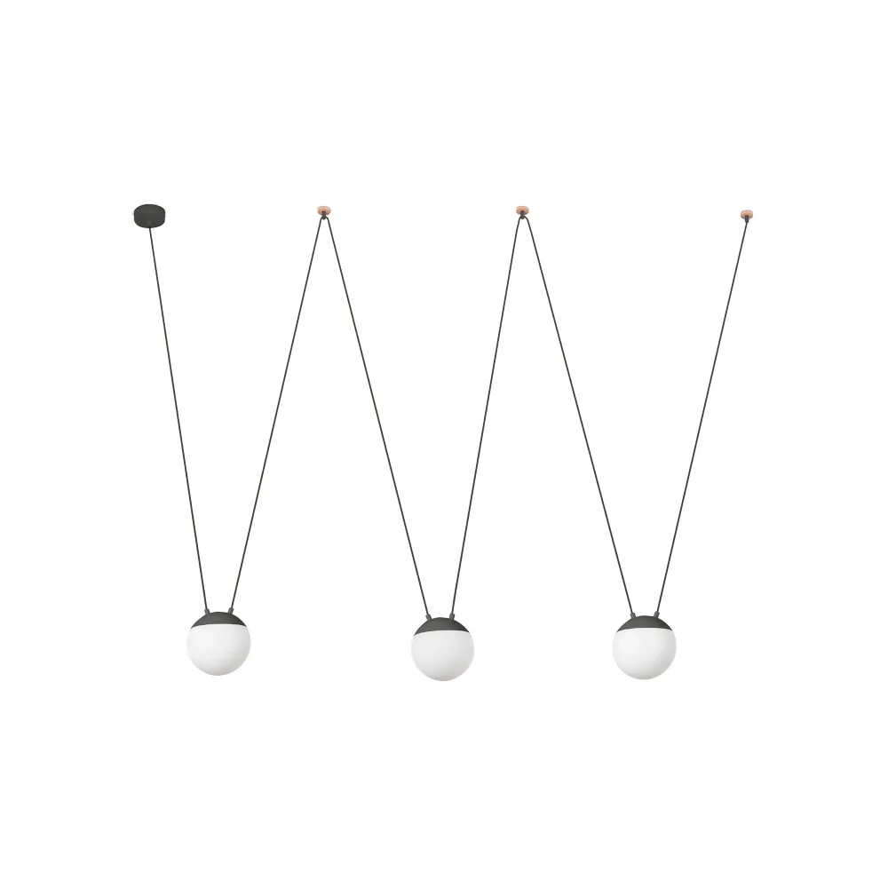 Suspension FARO Barcelona Mine Glass Space, aluminium blanc mat, douille E27, hauteur 300 cm Matt