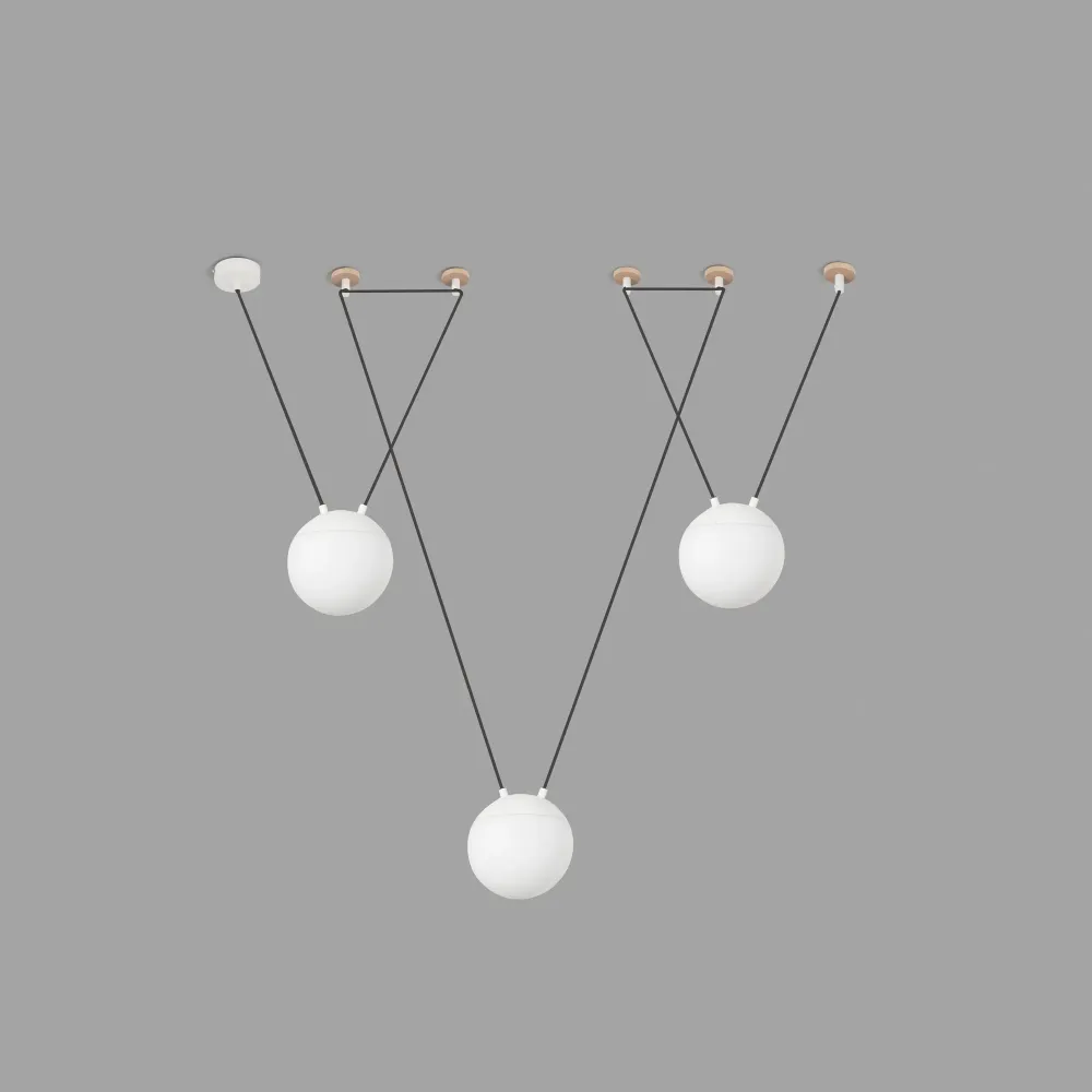 Suspension FARO Barcelona Mine Glass Space, aluminium blanc mat, douille E27, hauteur 300 cm Matt