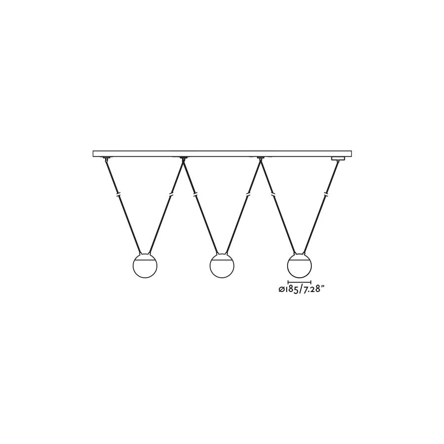 Suspension FARO Barcelona Mine Glass Space, aluminium blanc mat, douille E27, hauteur 300 cm Matt