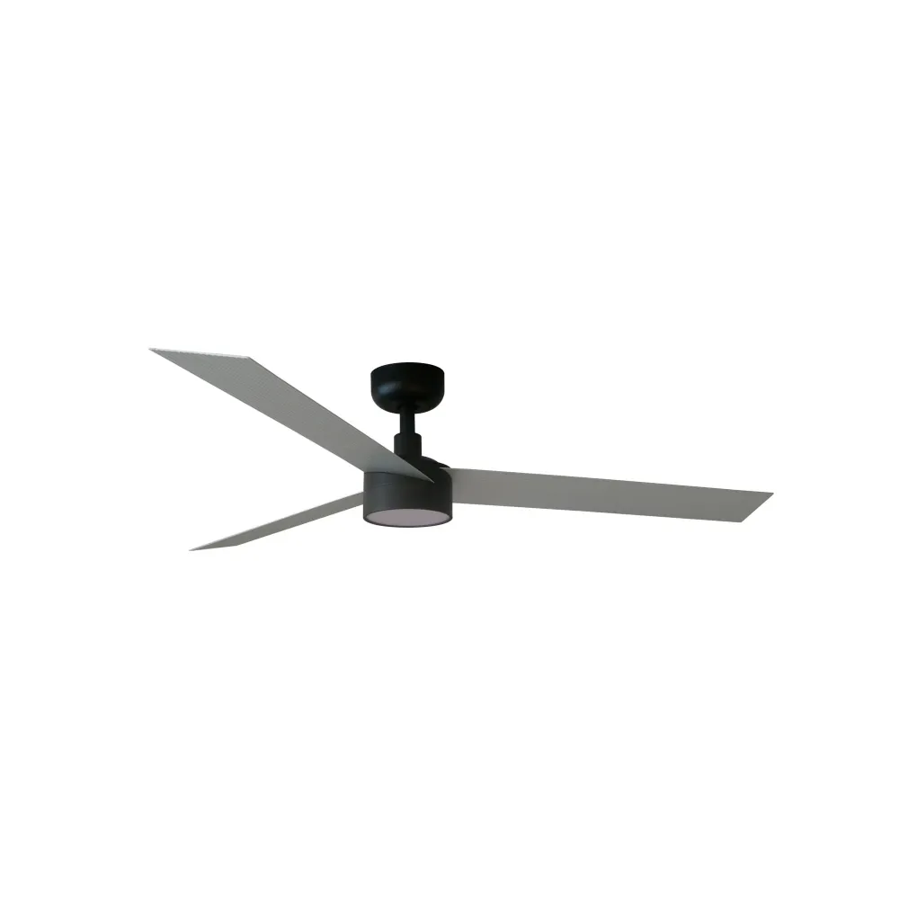 Ventilateur de plafond FARO Barcelona Cruiser L en acier noir mat avec éclairage LED, hauteur 27,6 cm