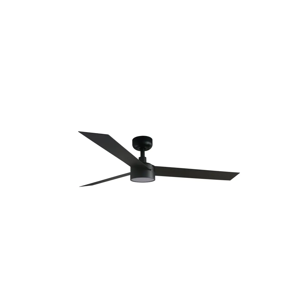 Ventilateur de plafond FARO Barcelona Cruiser L en acier noir mat avec éclairage LED, hauteur 27,6 cm