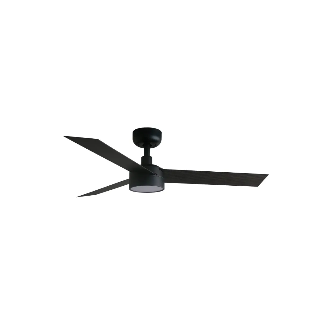 Ventilateur de plafond FARO Barcelona Cruiser S, acier noir mat, LED, hauteur 27,6 cm