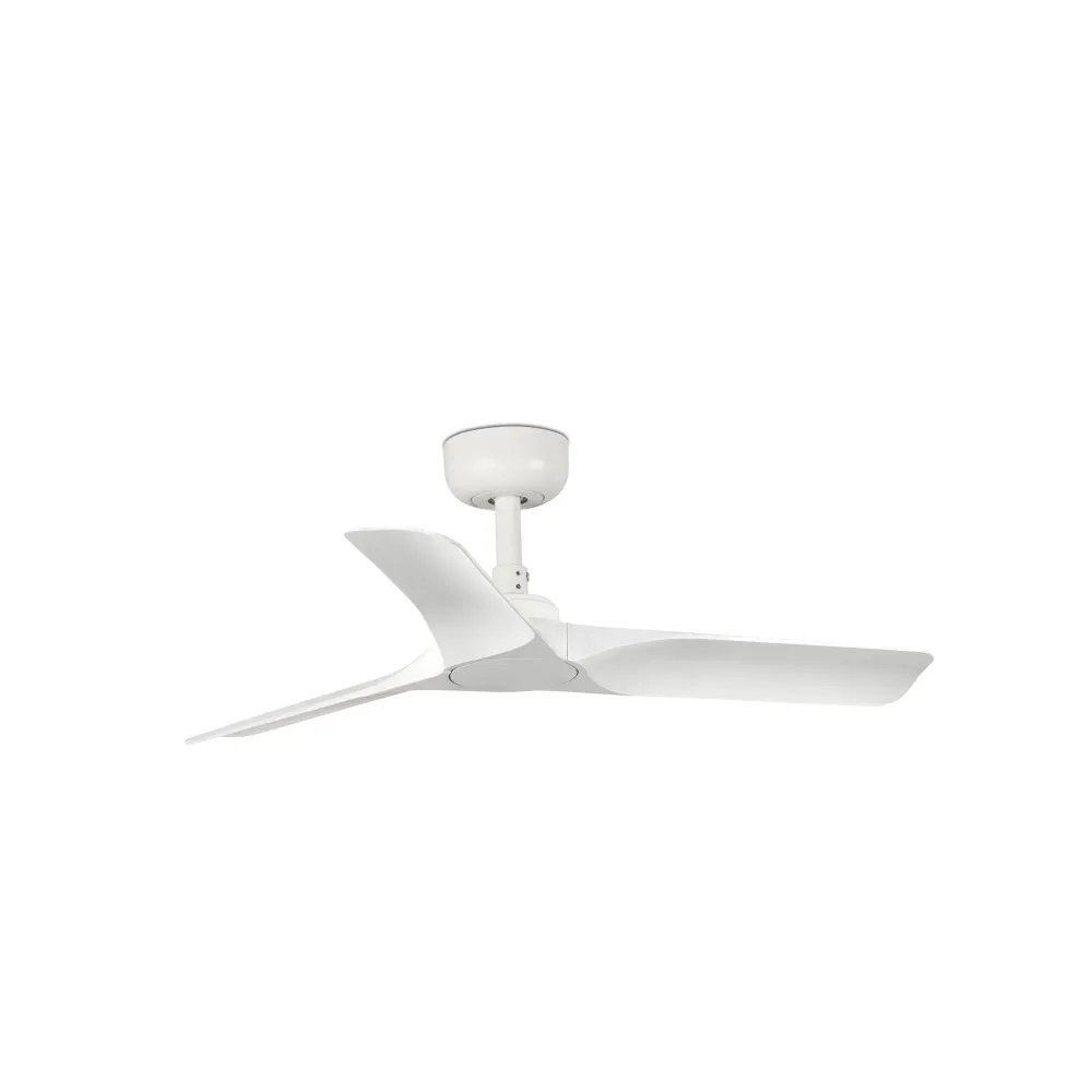 Ventilateur de plafond FARO Barcelona Hey S en acier blanc mat, hauteur 24,3 cm