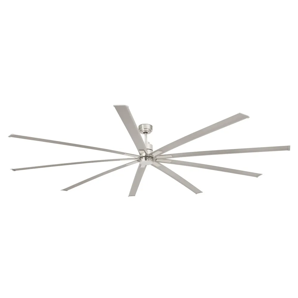 Ventilateur de plafond FARO Barcelona Manhattan XL, acier nickel satiné, LED, hauteur 36 cm