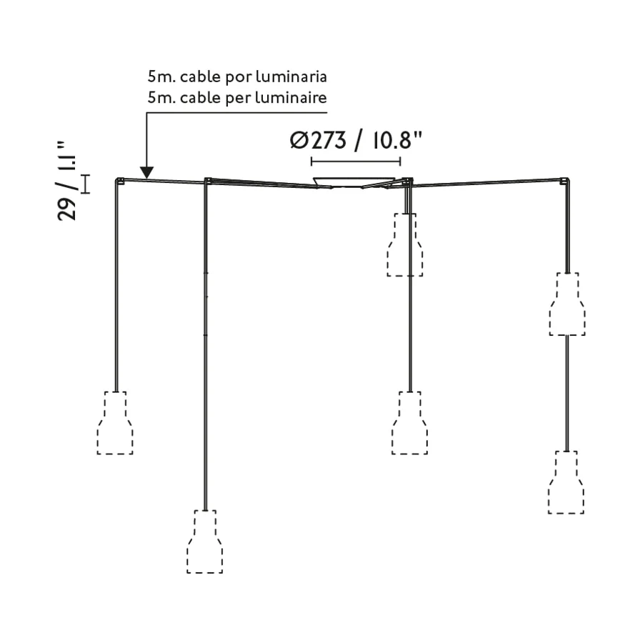 Faro Venice 5-light black pendant lamp 64255-112-5L