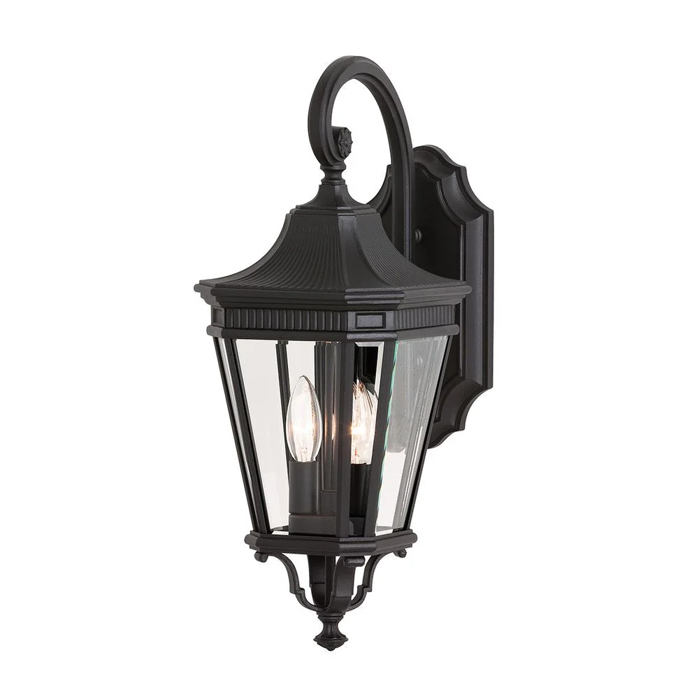 Applique murale extérieure Feiss (FE-COTSLN2-M-BK) Cotswold Lane, aluminium moulé sous pression, verre E14 2L