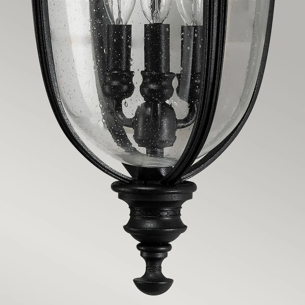 Applique murale extérieure Feiss (FE-EB2-L-BLK) en acier à bride anglaise, verre pressé E14 3L