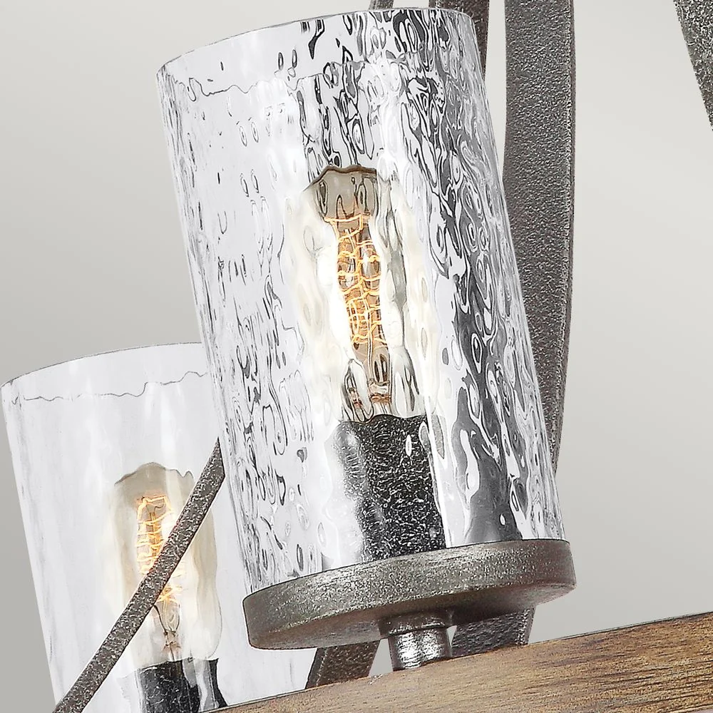 Lustre Feiss (QN-ANGELO6) Angelo acier, verre ondulé clair E27 6L