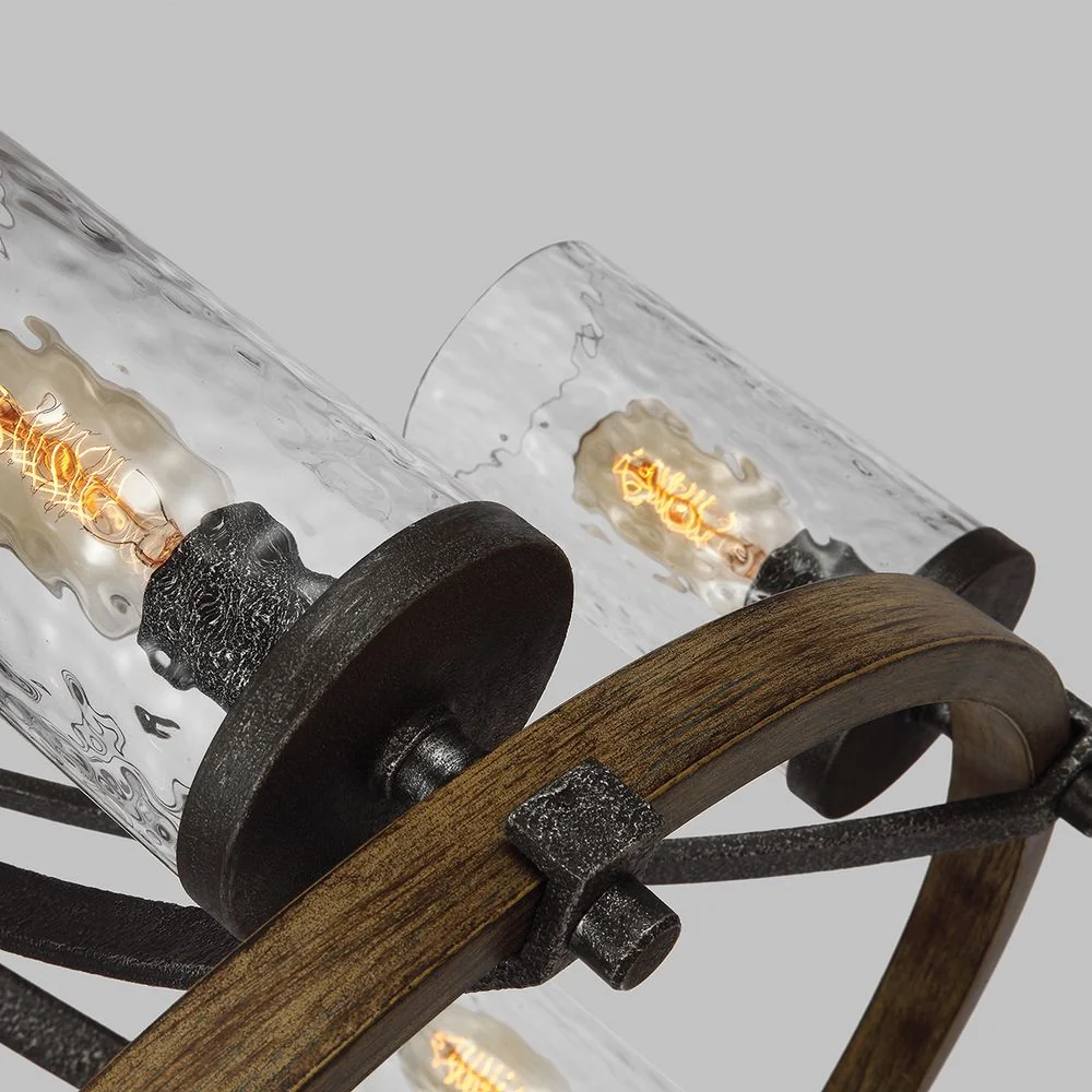 Lustre Feiss (QN-ANGELO6) Angelo acier, verre ondulé clair E27 6L
