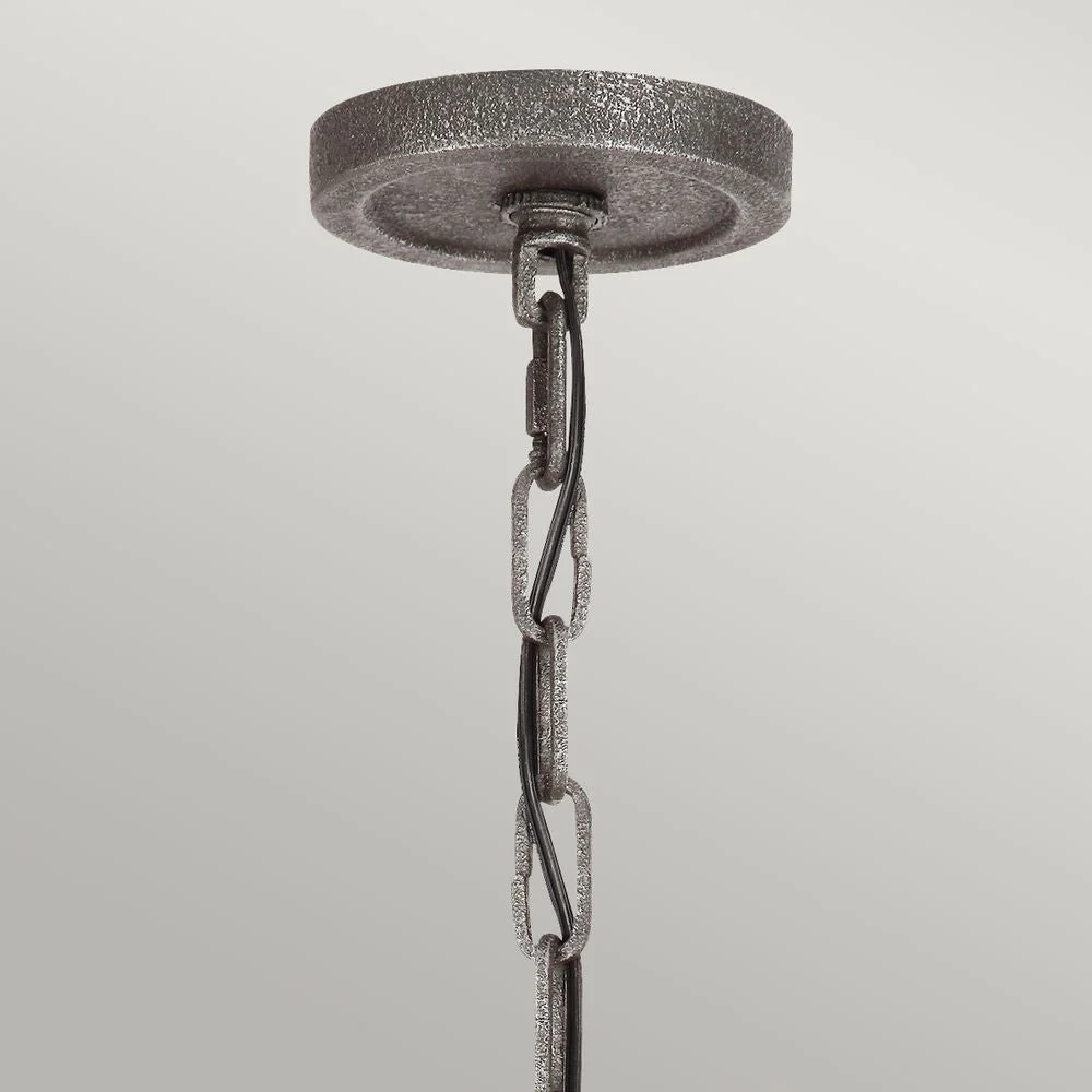 Lustre Feiss (QN-ANGELO6) Angelo acier, verre ondulé clair E27 6L