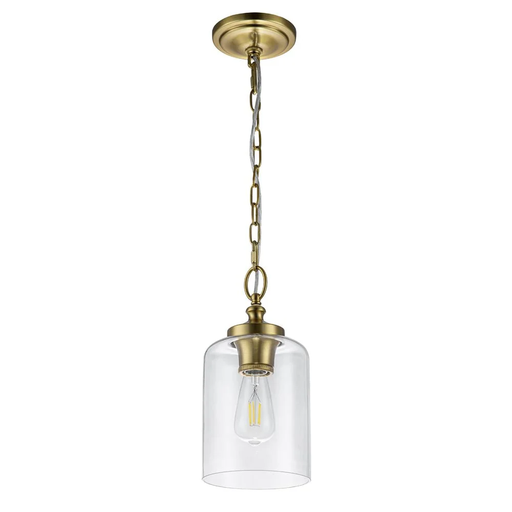 Suspension Feiss (FE-HOUNSLOW-P-BB) Hounslow en acier, verre transparent E27