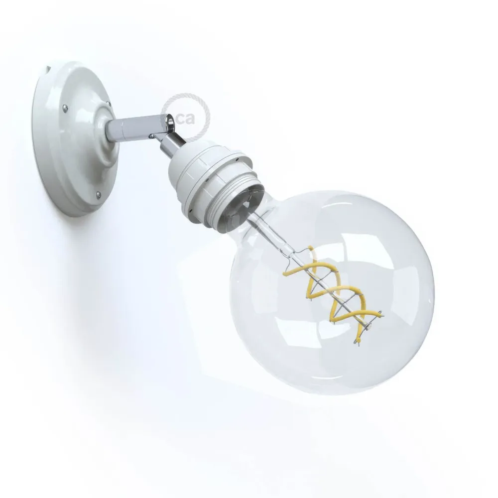 Fermaluce 90° Classic avec douille filetée E26, source lumineuse en porcelaine orientable - Blanc