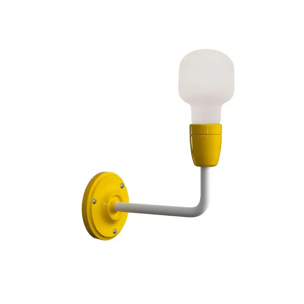 Fermaluce Color, lampe murale en métal et porcelaine avec extension courbe - Jaune