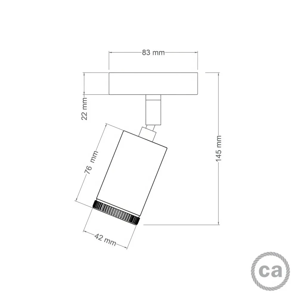 Fermaluce spot Mini Spotlight GU1d0, lampe orientable murale ou plafond avec articulation - Cuivre satiné
