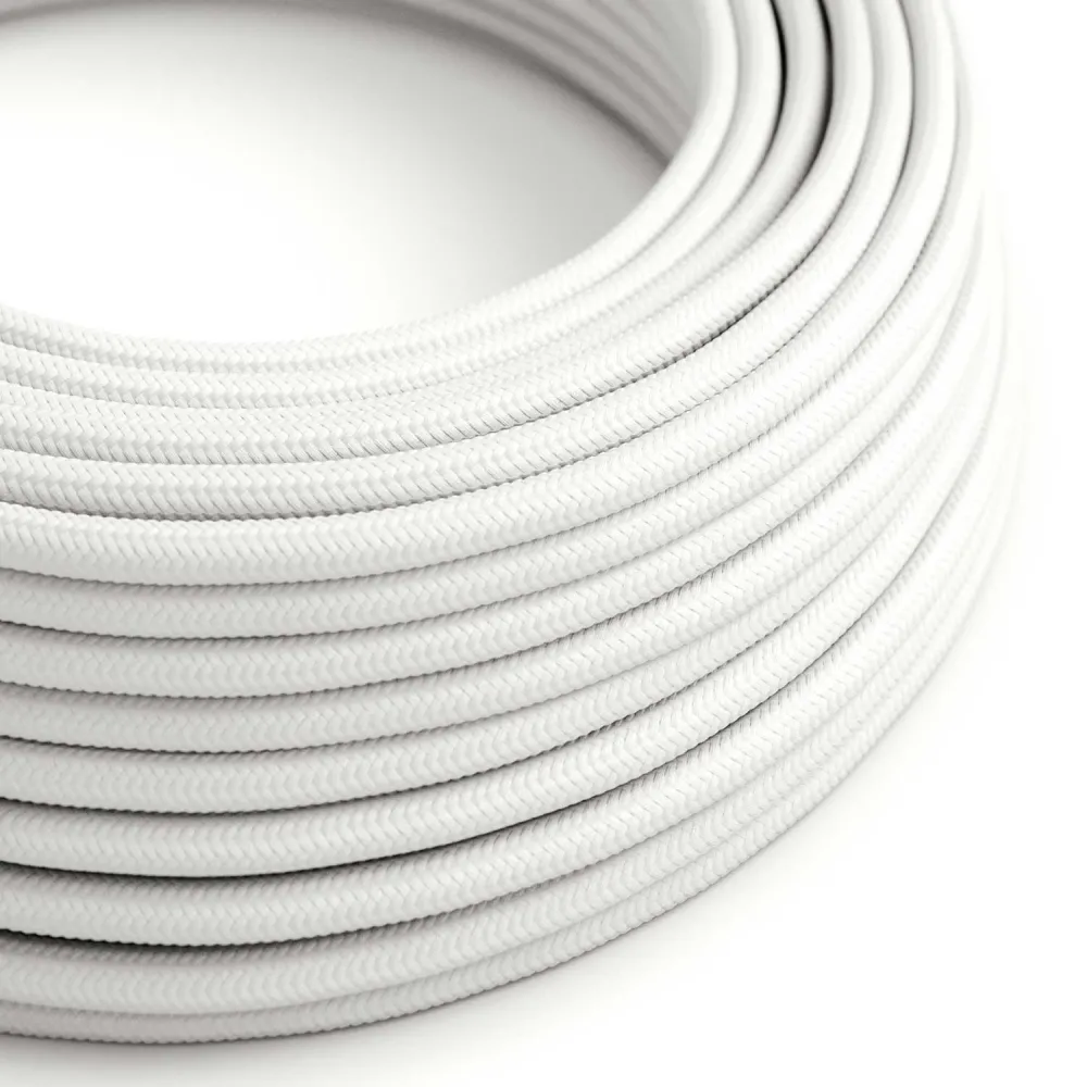 Fil électrique recouvert de tissu - Rayonne Blanche RM01 - Homologué UL