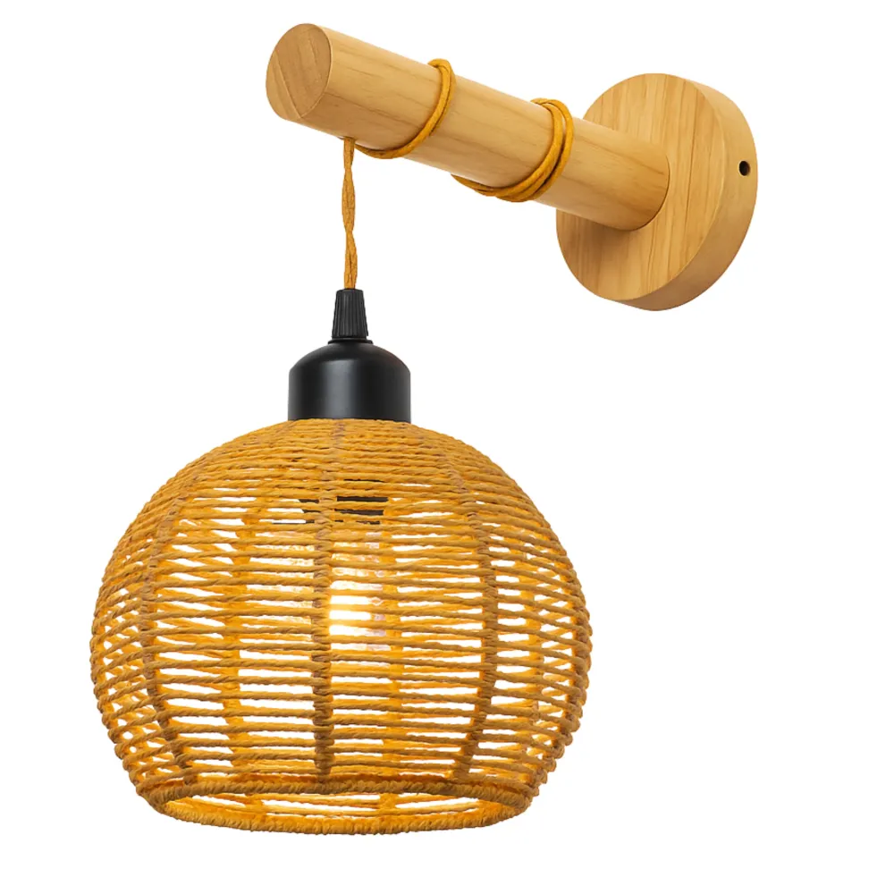 Applique Murale "Nasma" – Baladeuse Design en Bois et Jute Tressé Fiolla Home