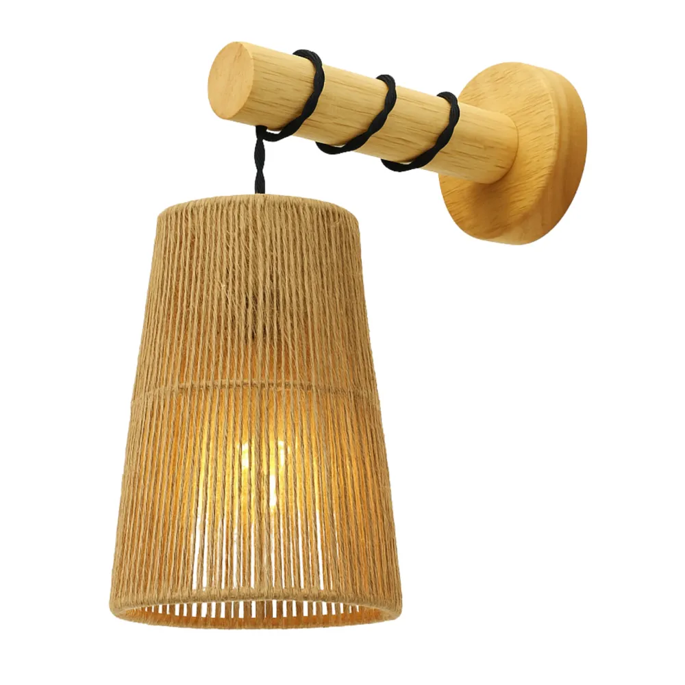 Applique Murale "Safa" – Baladeuse Scandi-Boho en Bois et Jute Tressé Fiolla Home