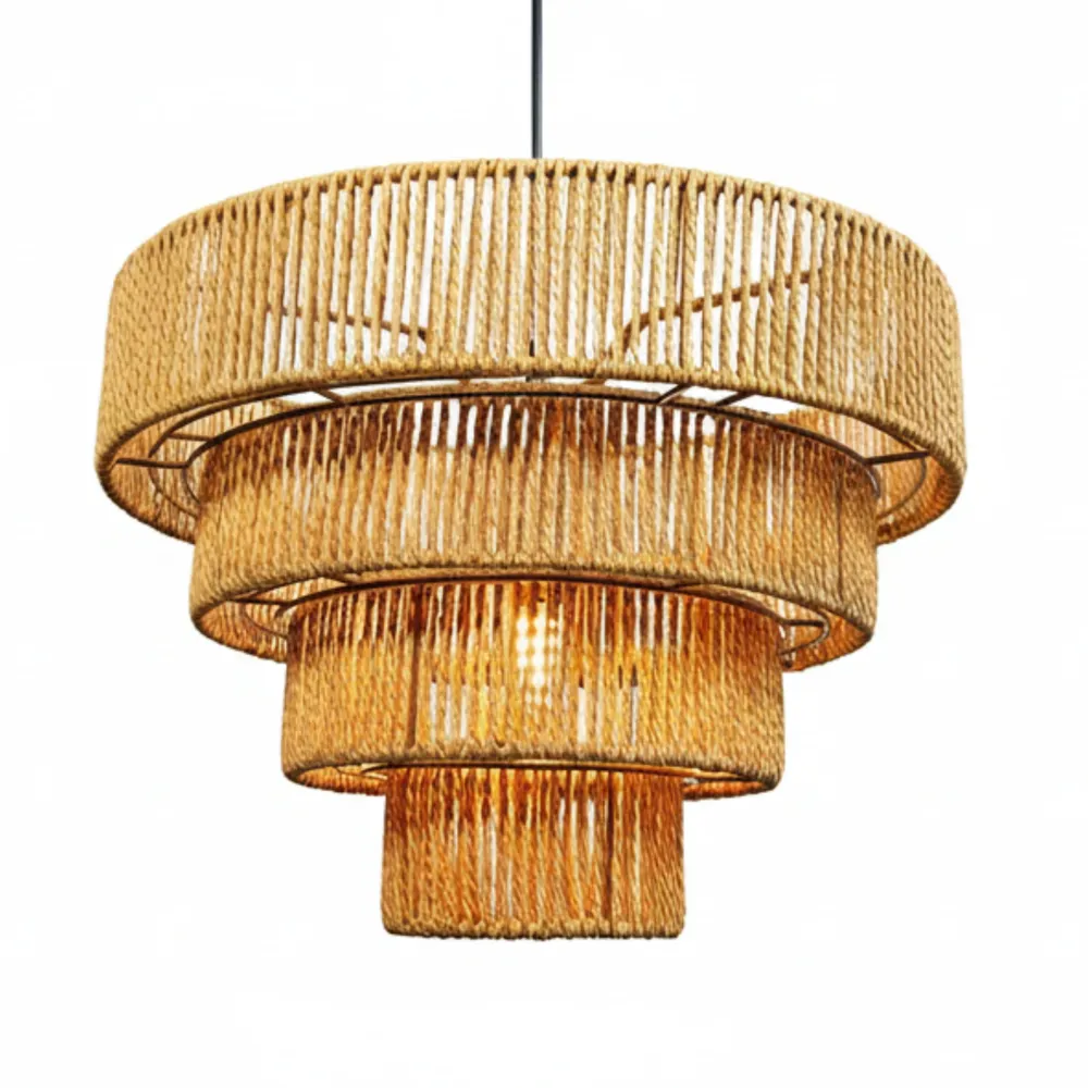 Grand Lustre Artisanal "Helios" en Fibres Naturelles – Bohème Chic Fiolla Home