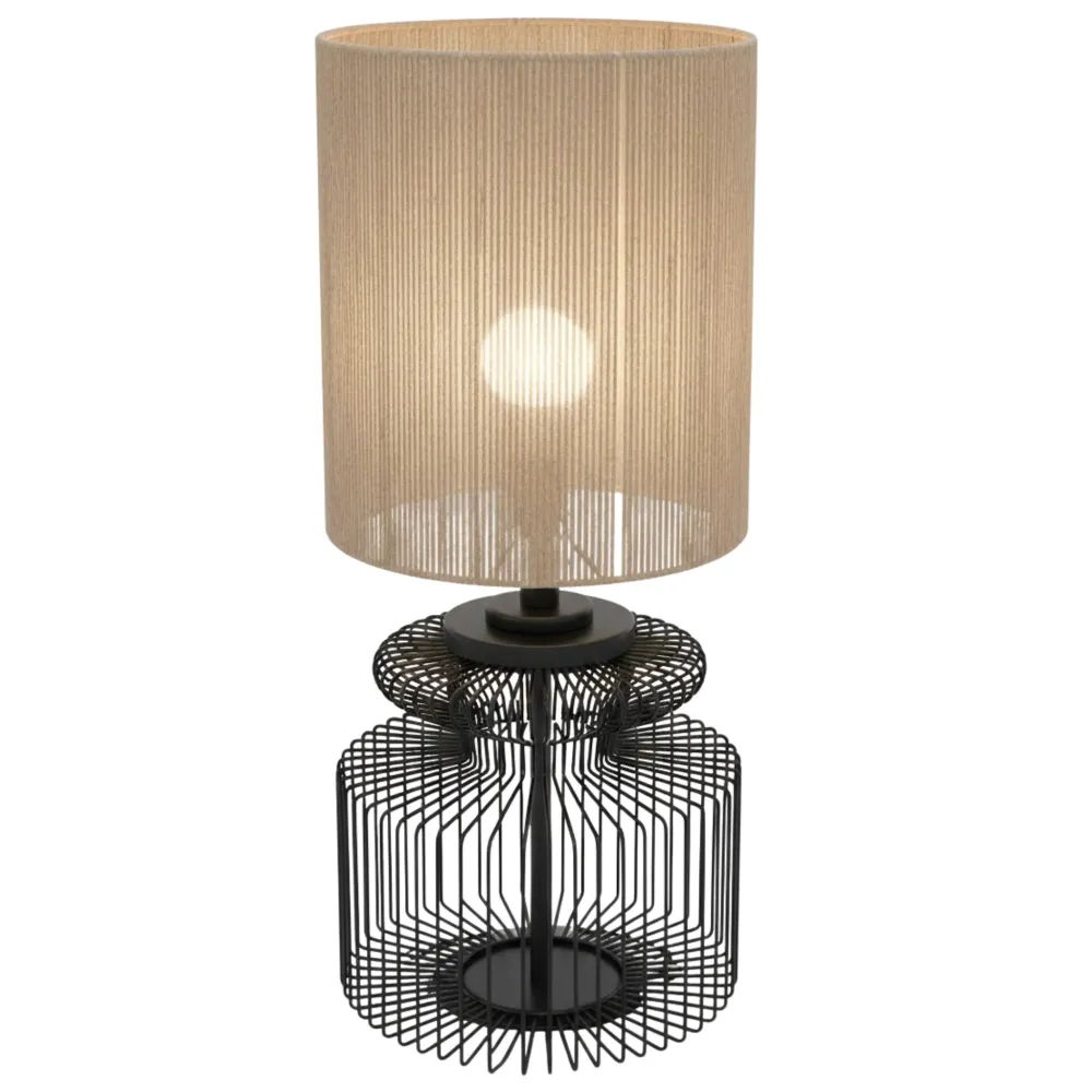 Grande Lampe de Table Design | Métal Filaire & Jute | Tunisie Fiolla Home
