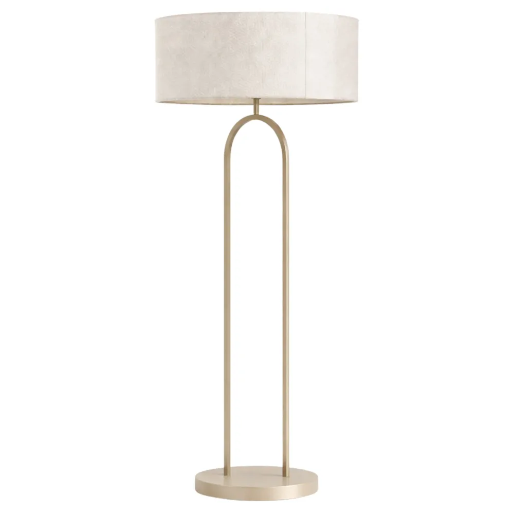 Lampadaire Design Pied Grège et Abat-jour Bouclette Blanc - Tunisie Fiolla Home