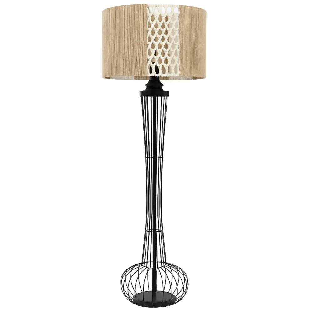 Lampadaire Jute et Macramé | Design Bohème Artisanal | Tunisie Fiolla Home