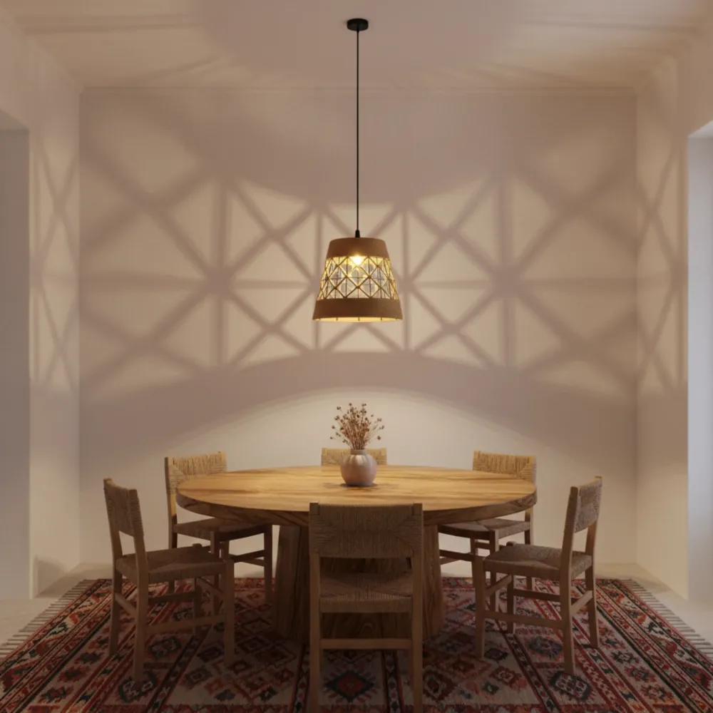 Suspension "Alya" en Jute Tressé – Luminaire Tunisie Fiolla Home