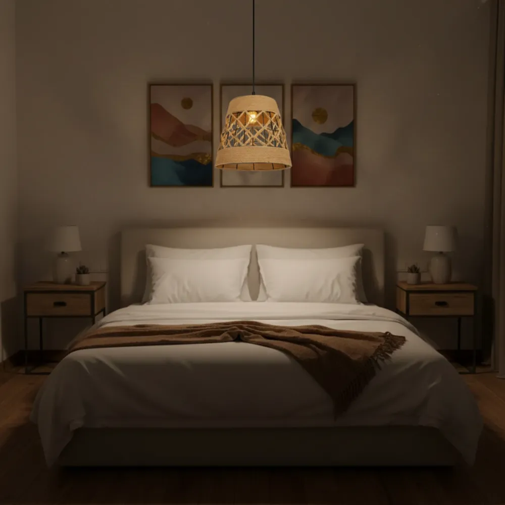 Suspension "Alya" en Jute Tressé – Luminaire Tunisie Fiolla Home