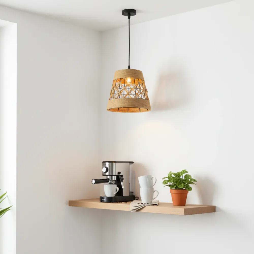 Suspension "Alya" en Jute Tressé – Luminaire Tunisie Fiolla Home
