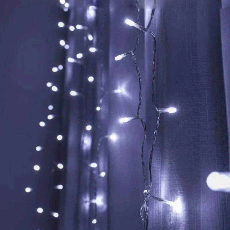 Rideau lumineux 240LED IP44 4M 8 modes avec timer - Blanc Froid Fomax