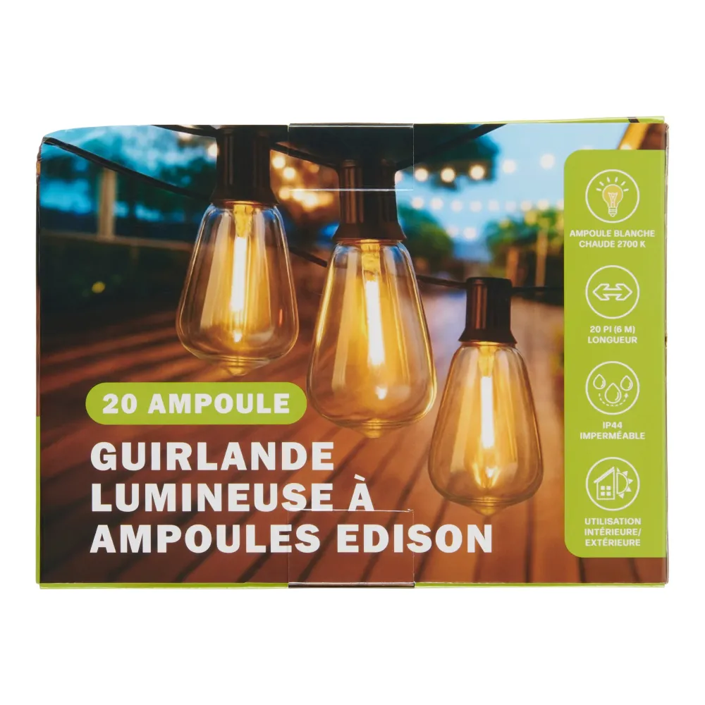 Guirlandes lumineuses Edison, 20 pi Giant Tiger