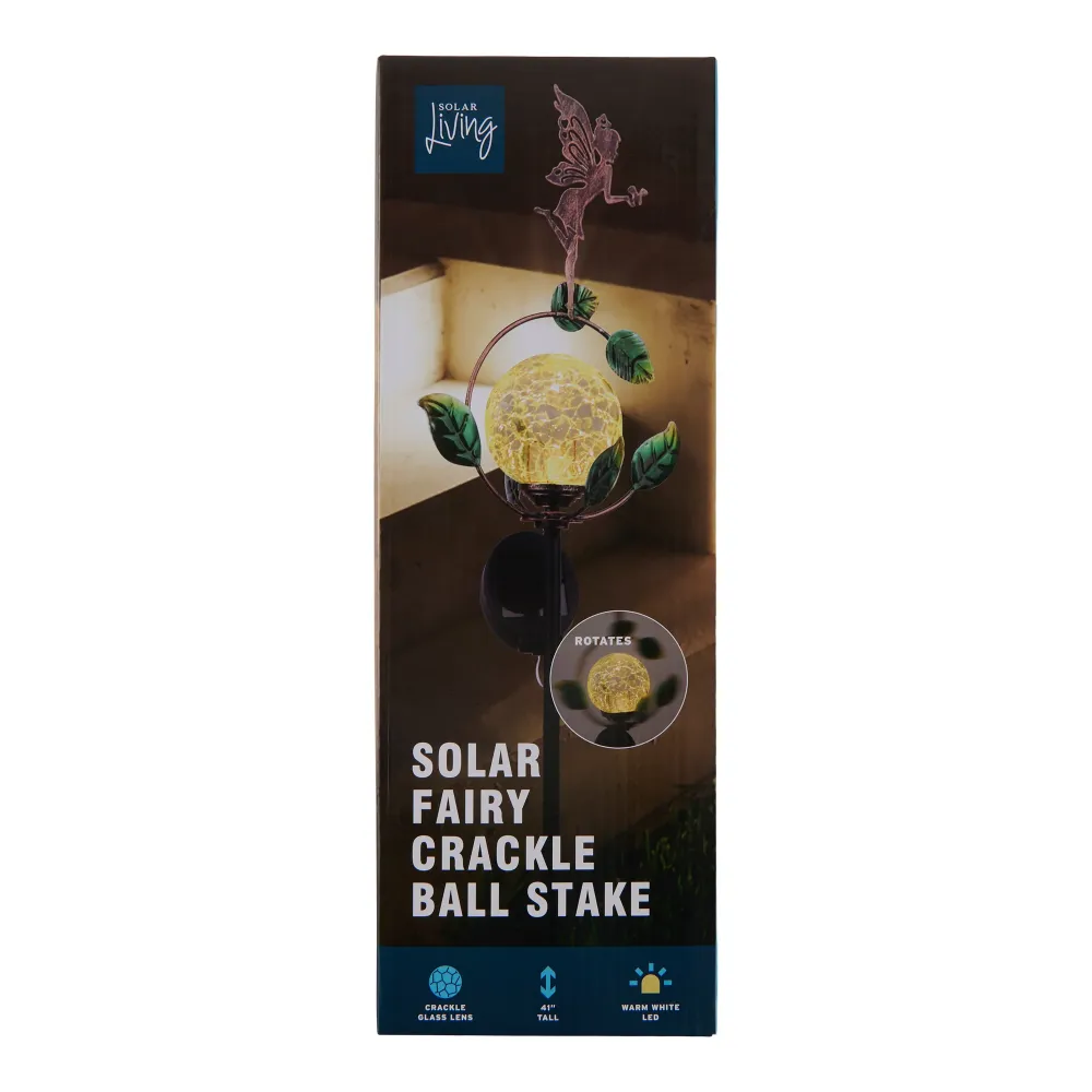 Piquet lumineux à globe craquelé avec fée à l'énergie solaire, 6,5 po x 41 po Giant Tiger