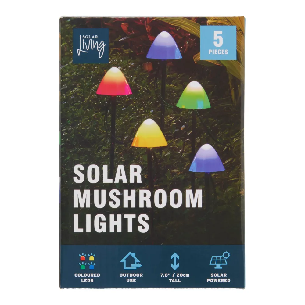 Piquets lumineux avec champignons à DEL à l'énergie solaire, 8 po, emb. de 5 Giant Tiger