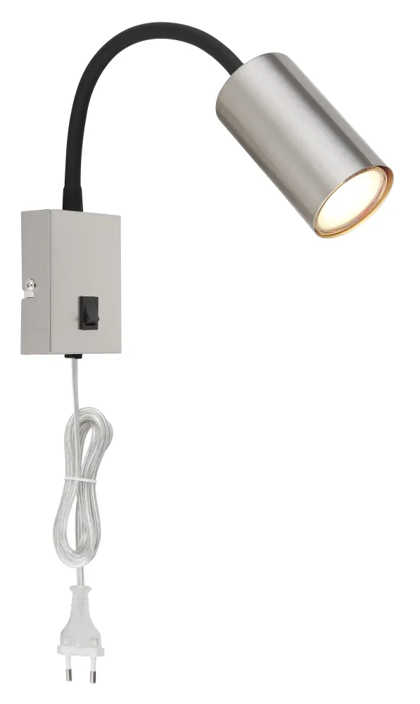 Applique murale à brancher Globo Lighting Robby en métal nickelé GU10 Nickel