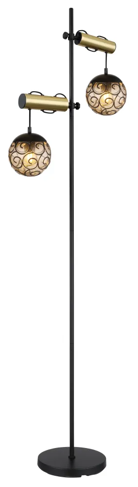 Lampadaire Globo Lighting Fitz en métal noir E27 2L
