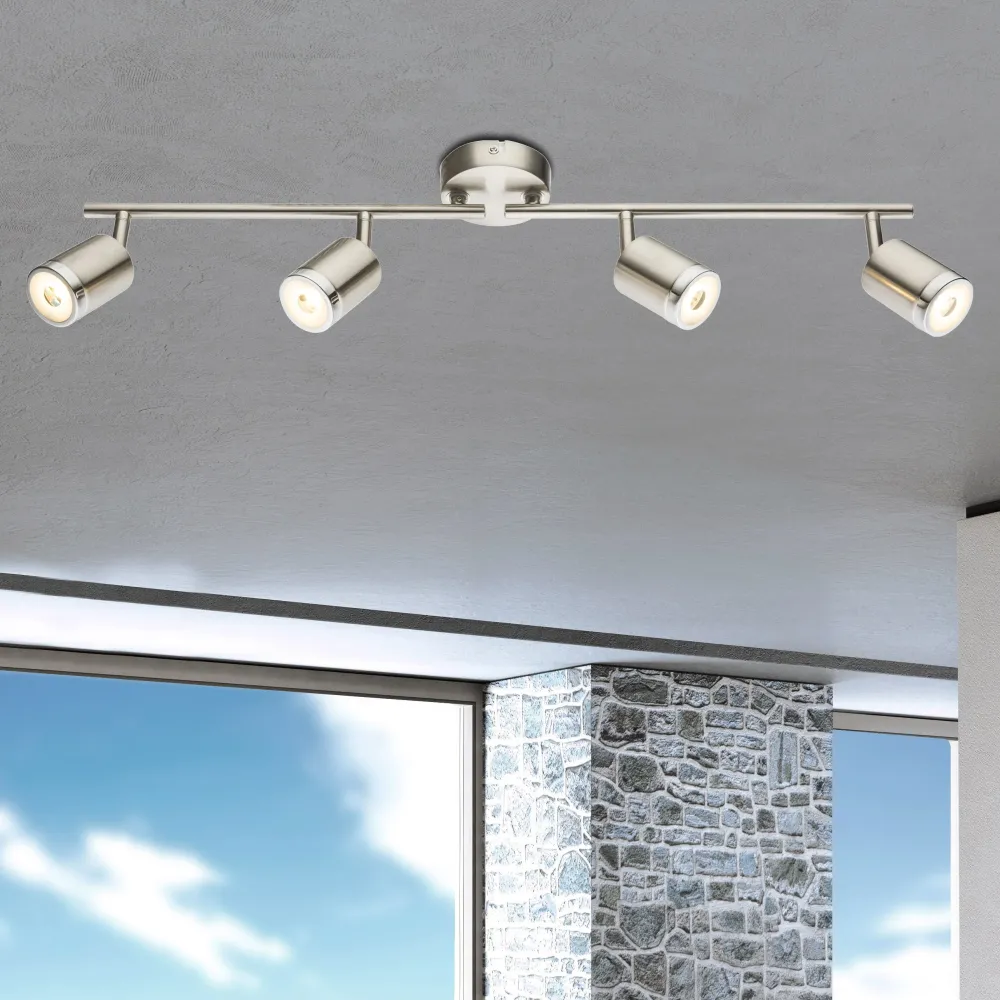 Lampe sur rail Globo Lighting Comore métal nickel 4L