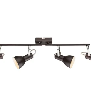 Lampe sur rail Globo Lighting Fargo, culot E14, 4 litres, couleur marron métal
