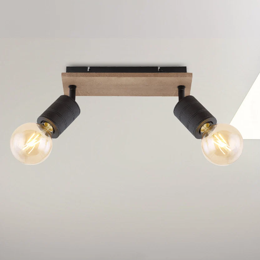 Suspension Globo Lighting Josella en bois brun E27 2L