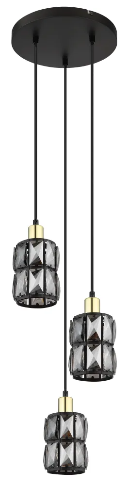 Suspension Globo Lighting Wolli en métal noir E14 3L