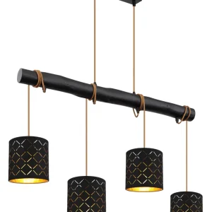 Suspension linéaire Globo Lighting Clarke en métal noir E27 4L