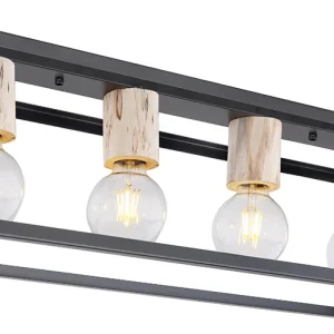 Suspension linéaire Globo Lighting Hagar en métal noir E27 4L