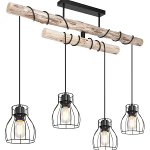 Suspension linéaire Globo Lighting Mina en métal noir E27 4L