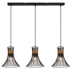 Suspension linéaire Globo Lighting Purra en métal noir E27 3L