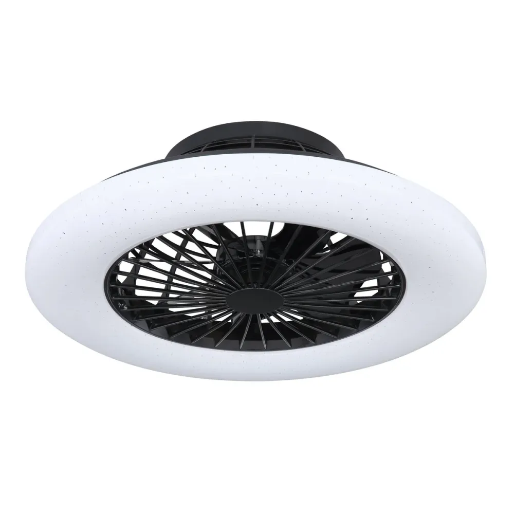 Ventilateur de plafond avec éclairage Globo Lighting Travo en métal noir