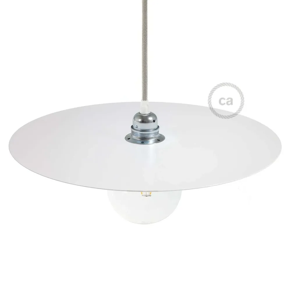 Grand disque Ellepì en fer laqué pour suspensions, diamètre 40 cm - Fabriqué en Italie - Blanc